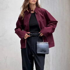 Blouson aviateur zippé pour femme – Vêtement d'extérieur automne style urbain