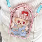 For 15cm Labubu v2 sitting party cotton doll crossbody pain bag pvc