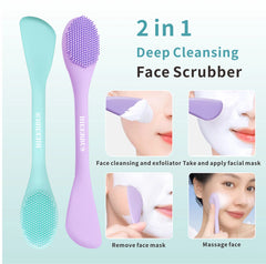 Blackhead Remover Tool,Silicone Face Scrubber, 2 in 1 Nose Pore Brush