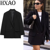 Women’s Black Long Blazer – Office & Casual Tailored Jacket