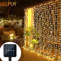 Solar Curtain Light LED Outdoor Waterproof 300leds Garland Decoration