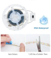 USB LED Strip Lights – DC 5V Waterproof Smart Dimmer with Hand-Wave Sensor