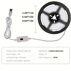 USB LED Strip Lights – DC 5V Smart Dimmer with Gesture Sensor Control