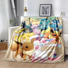 New Pokemon Cartoon Anime Flannel Blanket Pikachu Figures Home Sofa