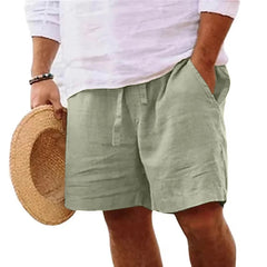 New Mens Cotton Solid Color Short Lightweight Gym Pants Linen Beach