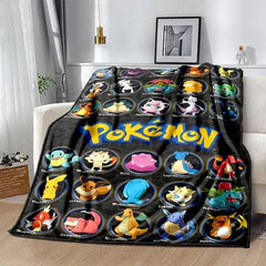 New Pokemon Cartoon Anime Flannel Blanket Pikachu Figures Home Sofa