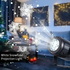 USB Powered Snowflake Projector Light White Snow Pattern Rotating LED