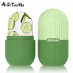 Rouleau de massage rafraîchissant en silicone pour le visage – Outil de contour rafraîchissant pour resserrer les pores et atténuer les cernes