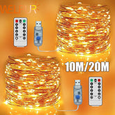 5M/10M/20M USB LED String Lights Copper Silver Wire Garland Light