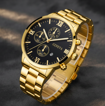 Men Quartz Watch & Cross Gift Set