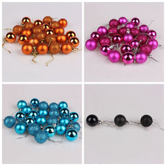 Hot Sale 24 Pcs/set 12 Colors Glitter Christmas Baubles Ornament Ball