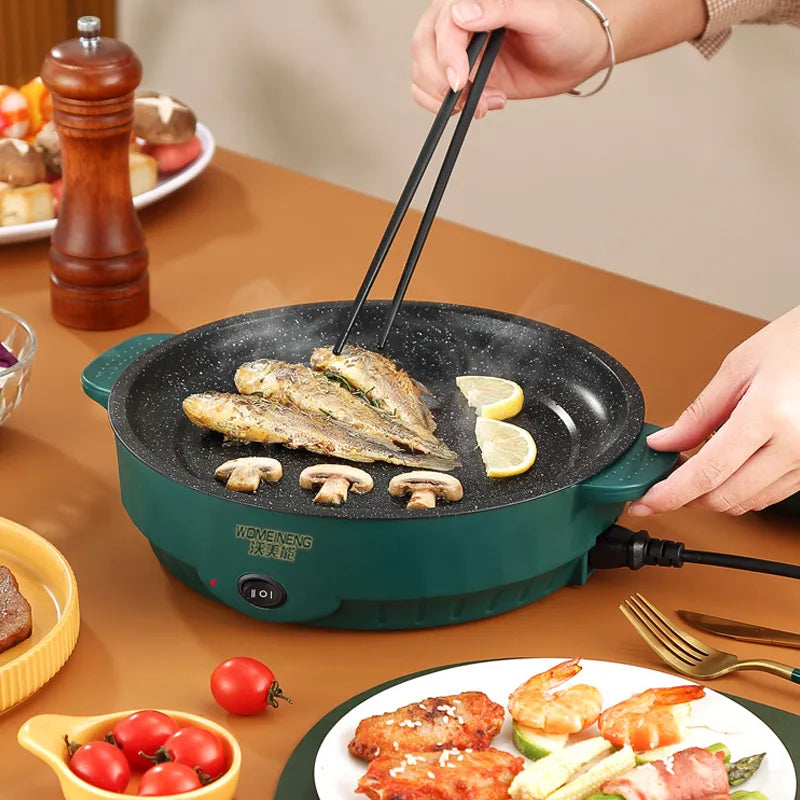 Electric Multicooker Frying Pan On Kitchen Counter