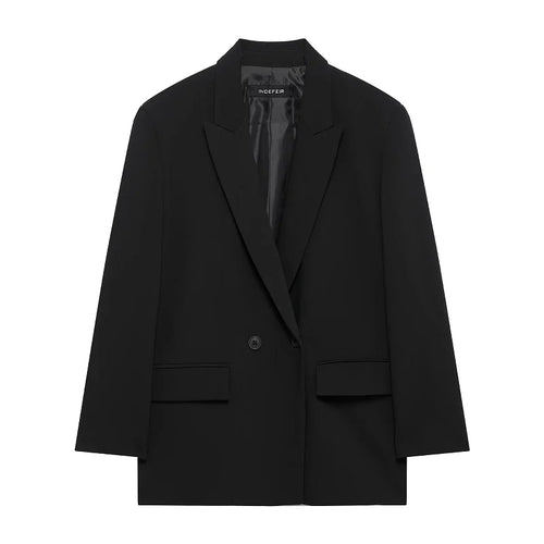 Blazer long noir pour femme – Veste cintrée pour le bureau et les tenues décontractées