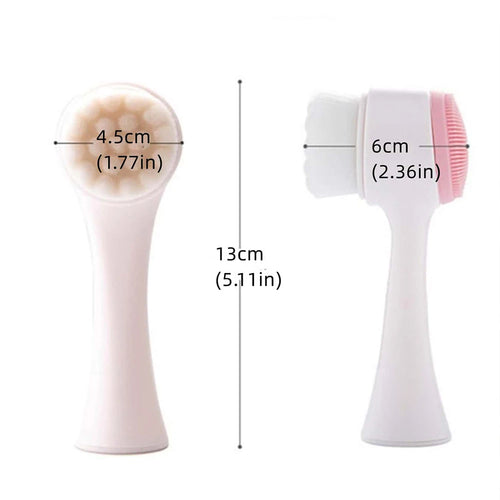 1Pc 2-in-1 Facial Cleansing Brush Manual Silicone Double Sided Soft