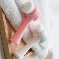 1Pc 2-in-1 Facial Cleansing Brush Manual Silicone Double Sided Soft