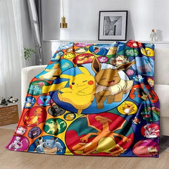 New Pokemon Cartoon Anime Flannel Blanket Pikachu  Figures Home Sofa