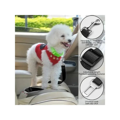 Adjustable Pet Dog Safety Car Belt with Dog Attached