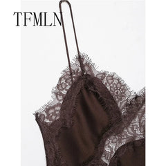 Robe d'été sexy en dentelle pour femme TFMLN, sans manches 