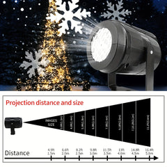 USB Powered Snowflake Projector Light White Snow Pattern Rotating LED