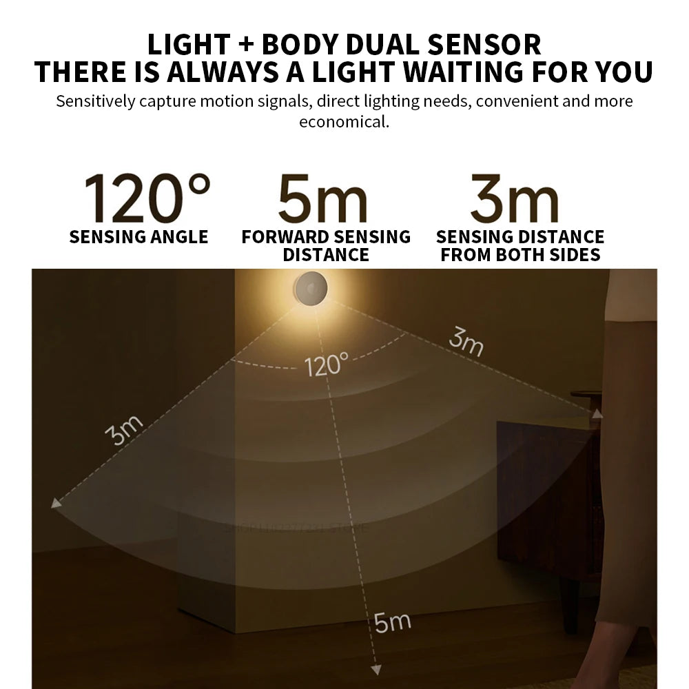 Original Xiaomi Mijia Night Light 3 – Adjustable Brightness, Infrared Motion Sensor, USB-C Rechargeable