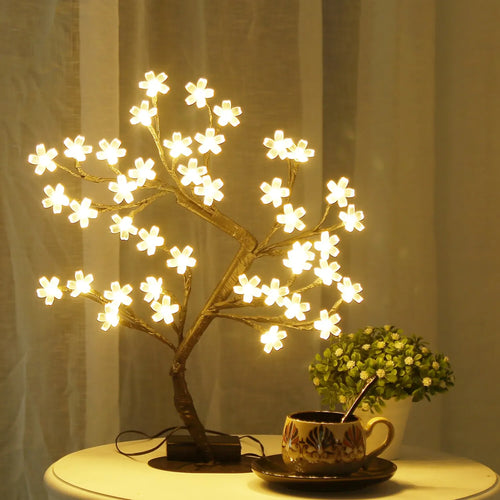 Cherry Blossom Tree Light,17inch 40LED Lighted Tabletop Artificial