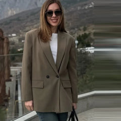 Blazer long noir pour femme – Veste cintrée pour le bureau et les tenues décontractées