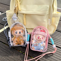 For 15cm Labubu v2 sitting party cotton doll crossbody pain bag pvc