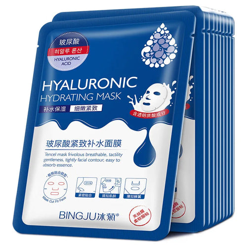 10pcs Hyaluronic Acid Hydrating Facial Mask Sheet Masks for Face