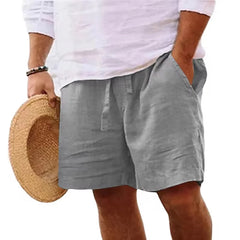 New Mens Cotton Solid Color Short Lightweight Gym Pants Linen Beach