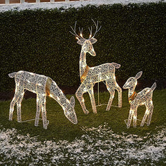 3Pc Lighted Deer Reindeer Family Lighted Deer Christmas Decor With Led