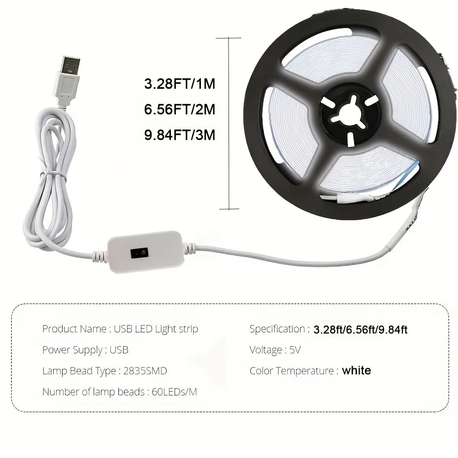 USB LED Strip Lights – DC 5V Smart Dimmer with Gesture Sensor Control