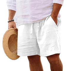 New Mens Cotton Solid Color Short Lightweight Gym Pants Linen Beach