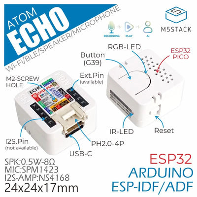 M5Stack Atom Echo Smart Speaker Development Kit Front View