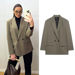 Blazer long noir pour femme – Veste cintrée pour le bureau et les tenues décontractées