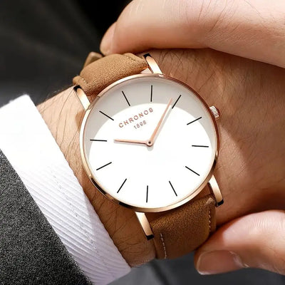 Men Luxury Minimalist Quartz Watch Front View