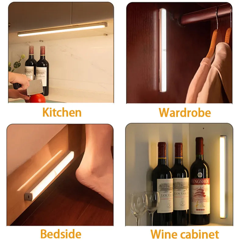 Motion Sensor LED Night Light – USB Type-C Rechargeable, Wireless, 10–50 cm Lengths