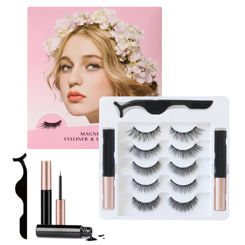 5 rows of 10 pairs of magnetic false eyelashes, 10-15mm, naturally